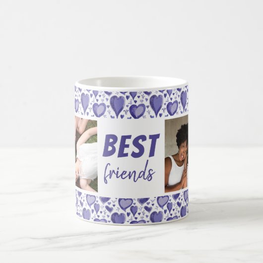 Best Friends Lila Heart Pattern 2 Foto Kaffeetasse (Mittel)