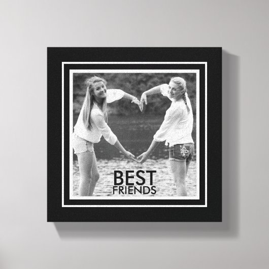 BEST Friends mit Niedlichem Schwarz-Weiß-Foto-Rahm Leinwanddruck (Vorderseite)