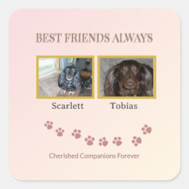 Best Friends Pawprint Quadratischer Aufkleber