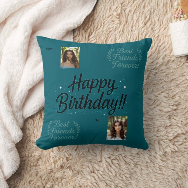Best Friends Photo Gift Throw Pillow Kissen (Decke)