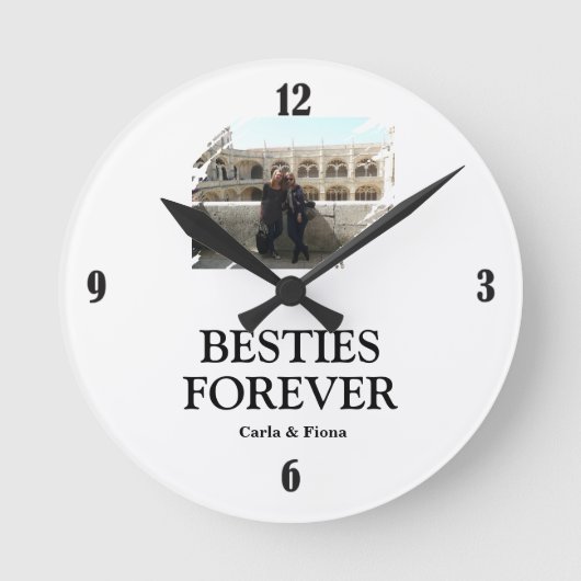 Best Friends Photo Wall Round Clock Runde Wanduhr (Vorderseite)