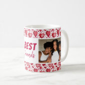 Best Friends Red Heart Pattern 2 Foto Kaffeetasse (VorderseiteRechts)