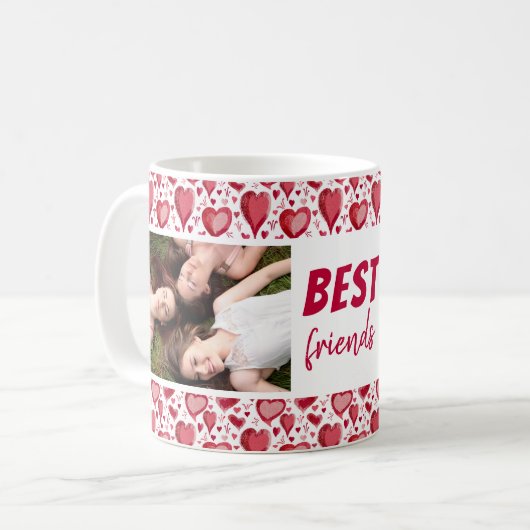 Best Friends Red Heart Pattern 2 Foto Kaffeetasse (Vorderseite Links)