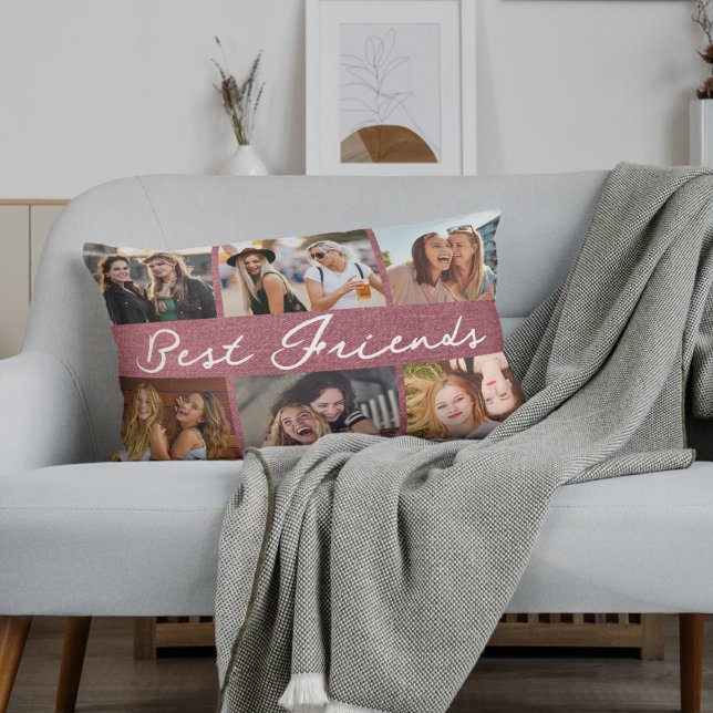 Best Friends Script Calligraphy Photo Collage  Lendenkissen (Von Creator hochgeladen)