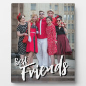 Best Friends Script Overlay Black and White Foto Fotoplatte (Vorderseite)