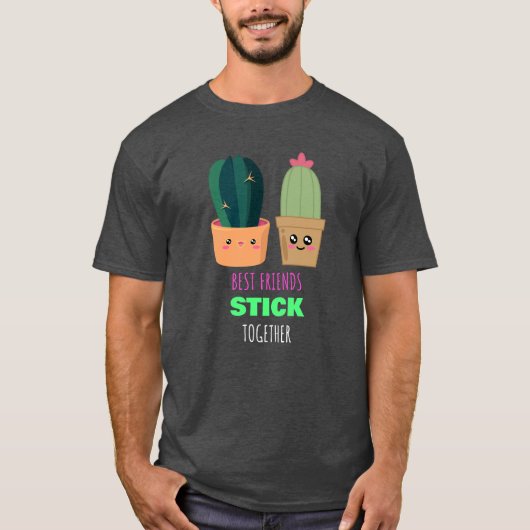 Best Friends Stick Together - Niedlicher Kakteen-P T-Shirt (Vorderseite)