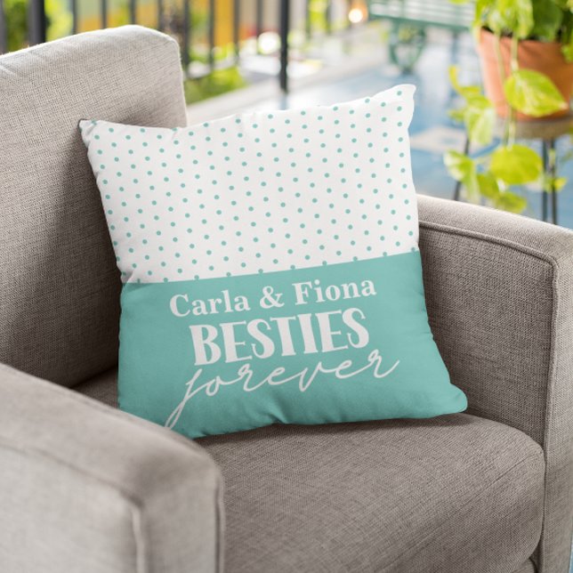 Best friends teal polka dots on Throw Pillow Kissen (Von Creator hochgeladen)