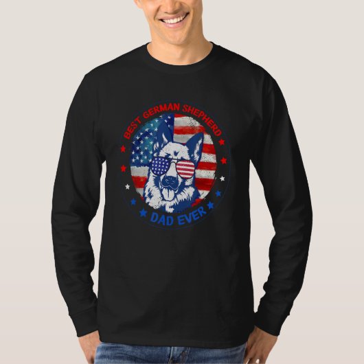 Best German Shepherd Dad Ever American Flag Dog Fa T-Shirt (Vorderseite)