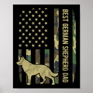 Best German Shepherd Dog Vater Camouflage American Poster