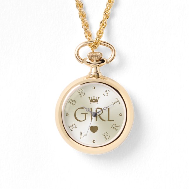 BEST GIRL EVER Gold Gradient Armbanduhr (Vorderseite)