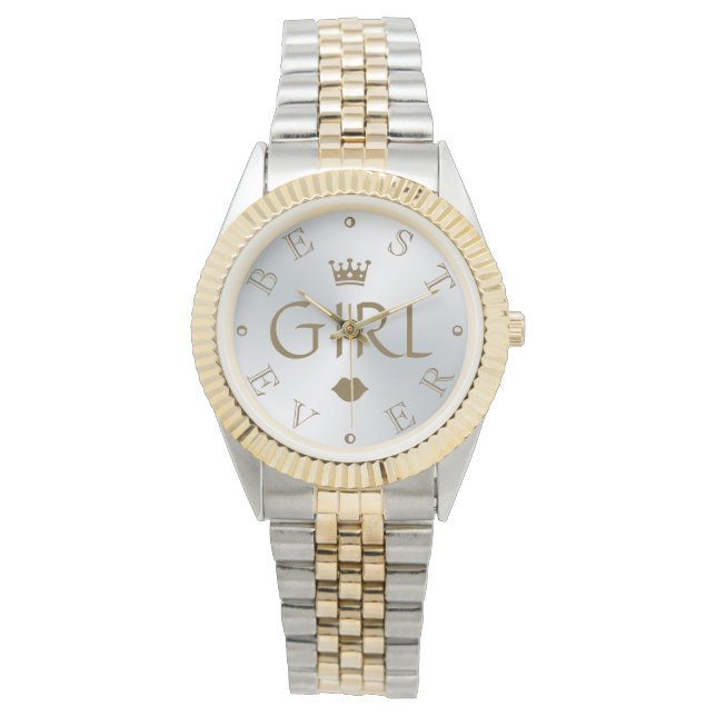 BEST GIRL JE Silver Gradient Armbanduhr (Vorderseite)