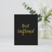 Best Girlfriend Gold Imitats Glitzer Metallic Sequ Postkarte (Stehend Vorderseite)