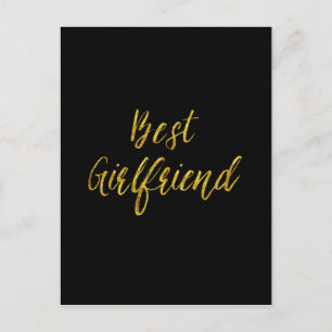 Best Girlfriend Gold Imitats Glitzer Metallic Sequ Postkarte