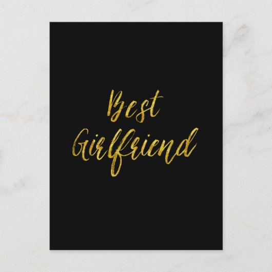 Best Girlfriend Gold Imitats Glitzer Metallic Sequ Postkarte (Vorderseite)