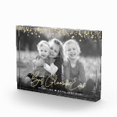 Best Glamma Ever Gold Glitzer Script Individuelle Fotoblock (Rechts)