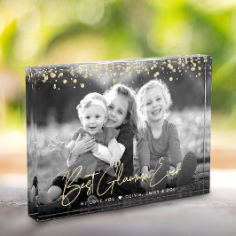 Best Glamma Ever Gold Glitzer Script Individuelle  Fotoblock