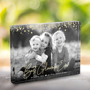 Best Glamma Ever Gold Glitzer Script Individuelle  Fotoblock