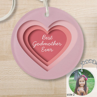Best Godmother Ever Custom Photo Heart Schlüsselanhänger