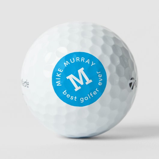 'Best Golfer Ever Blue Mit Monogramm Golfball (Vorderseite)