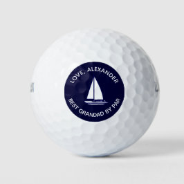 Best Grandad je Sailboat Monogram Name Navy Blue Golfball