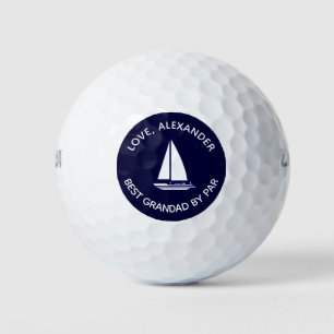 Best Grandad je Sailboat Monogram Name Navy Blue Golfball