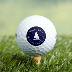 Best Grandad je Sailboat Monogram Name Navy Blue Golfball