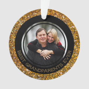 BEST GRANDELENTS JE Gold Glitzer Christmas Ornament