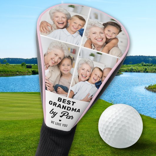 BEST GRANDMA BY PAR Custom 4 Foto Collage Golf Headcover