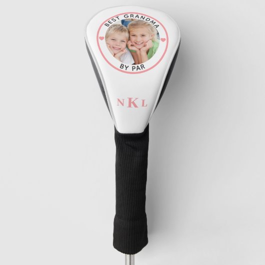 BEST GRANDMA BY PAR Foto Monogram Initial Heart Golf Headcover (Vorderseite)