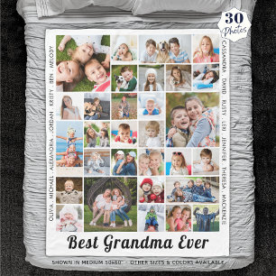 BEST GRANDMA EVER 30 Foto Collage Personalisiert Fleecedecke