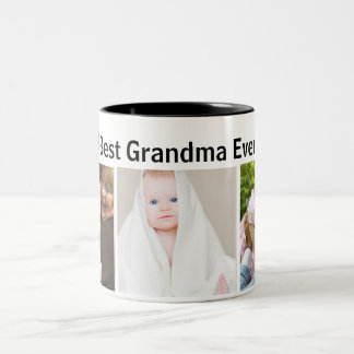 Best Grandma Ever 3Photo Collage Custom Zweifarbige Tasse