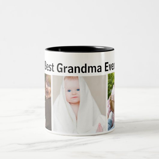 Best Grandma Ever 3Photo Collage Custom Zweifarbige Tasse (Mittel)