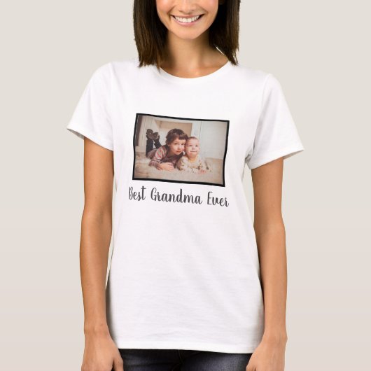 Best grandma ever family custom photo white T-Shirt (Vorderseite)
