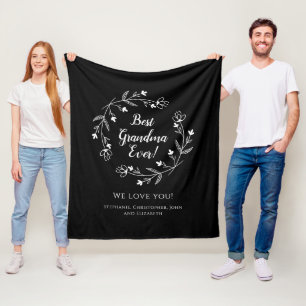Best Grandma Ever Family Keepsake Grandkids Black Fleecedecke