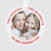 Best Grandma Ever Foto Ornament (Vorderseite)