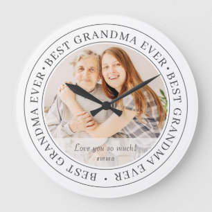 Best Grandma Ever Modern Classic Photo Große Wanduhr