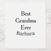 Best Grandma ever name date simple mothers day min Weinetikett (Einzelnes Label)