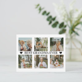 Best Grandma Ever Photo Collage – Gift with Hearts Feiertagspostkarte