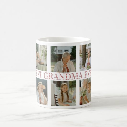 Best Grandma Ever Photo Collage – Gift with Hearts Kaffeetasse (Mittel)