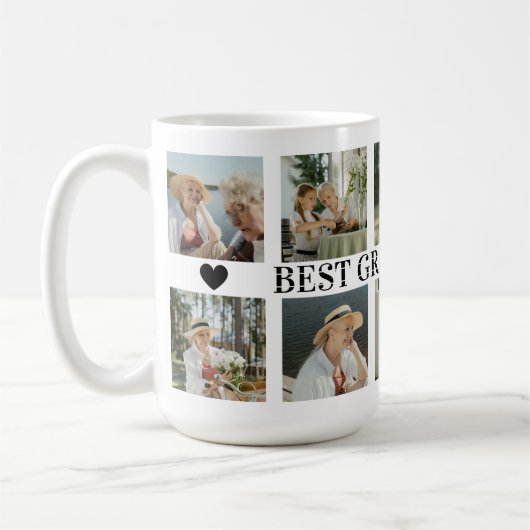 Best Grandma Ever Photo Collage – Gift with Hearts Kaffeetasse (Links)