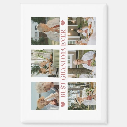 Best Grandma Ever Photo Collage – Gift with Hearts Magnet (Vorderseite)