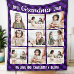 Best Grandma Ever Plaid Custom 9 Photo Grandmother Fleecedecke<br><div class="desc">Celebrate your grandmother and give a special gift with this custom photo collage grandma blanket. This unique photo collage blanket is the perfect gift for Christmas, Grandparents day or a birthday. This best Grandma ever 9 photo blanket will be a treasured keepsake. Customize with nine of your favorite photos. Personalize...</div>