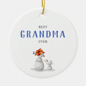 Best Grandma Ever Snowman Photo Keramik Ornament (Vorne)
