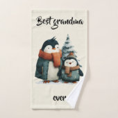 Best Grandma Ever Winter Penguins Badhandtuch Set (Handtuch)