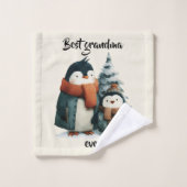 Best Grandma Ever Winter Penguins Badhandtuch Set (Waschlappen)