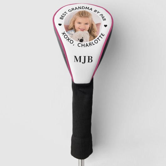 BEST GRANDMA PAR Custom Foto Modernes Monogramm Golf Headcover (Vorderseite)