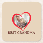 Best Grandma Personalized Photo Paper Coaster Gift Rechteckiger Pappuntersetzer (Vorderseite)
