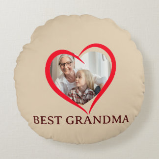 Best Grandma Personalized Round Pillow Gift Rundes Kissen