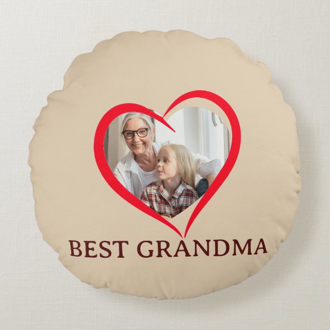 Best Grandma Personalized Round Pillow Gift Rundes Kissen (Vorderseite)