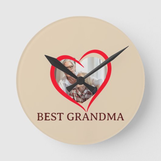 Best Grandma Personalized Wall Clock Gift Runde Wanduhr (Vorderseite)